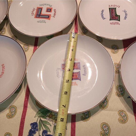 Vtg Judaica Naaman Israel Days of the Week Plates Set of 7 Salad Dessert 7.5" - Picture 5 of 7